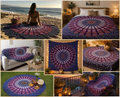 Manta Tapiz Mandala Amatista – Algodón de India con Flecos (2.10 x 2.40 m)
