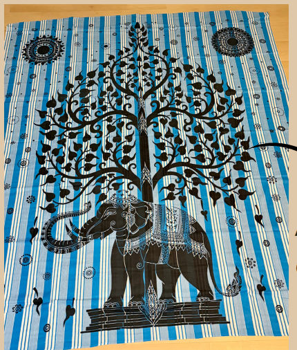 Manta Tapiz Elefante Sagrado y Árbol de la Vida Aria – Algodón de India (2.10 x 2.40 m)