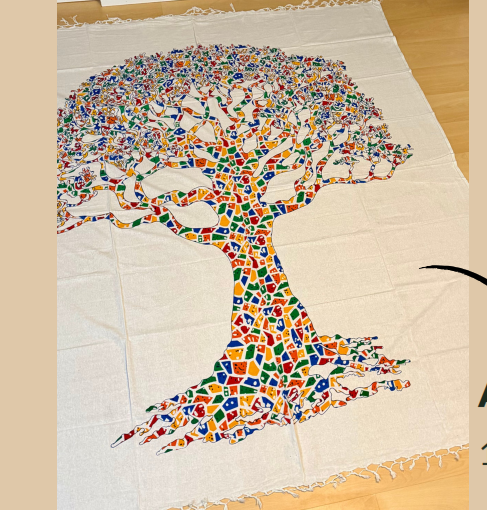 Manta Tapiz Árbol de la Vida Multicolor – Algodón de India con Flecos (2.10 x 2.40 m)