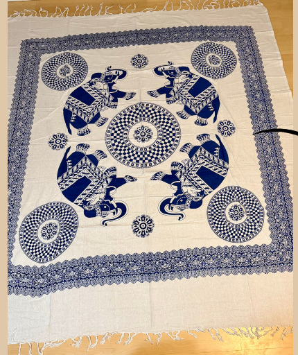 Mandala Elefantes Reales Devi – Mandala Gigante de Algodón de India con Flecos (2.10 x 2.40 m)