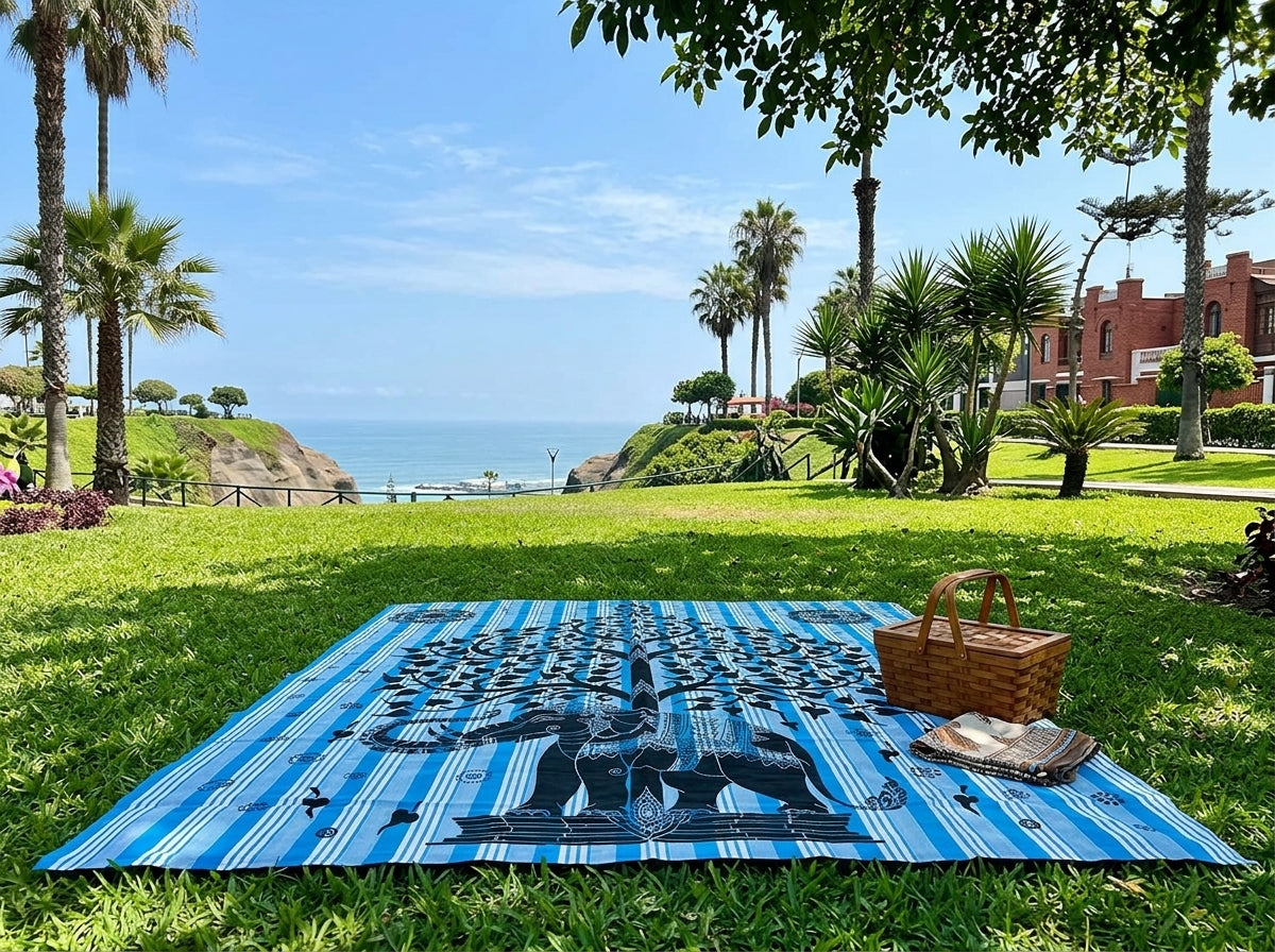Manta Tapiz Elefante Sagrado y Árbol de la Vida Aria – Algodón de India (2.10 x 2.40 m)