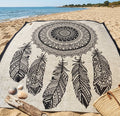Tapiz / Manta Multiusos "SHANTI"– Atrapasueños Mandala y Plumas Étnicas en Blanco y Negro