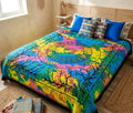 Tapiz Mandala Étnico de Algodón – Rama de Árbol, Tigres y Elefantes Tie-Dye (Multicolor)
